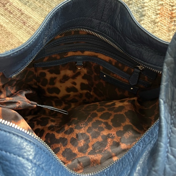 B. Makowsky Cobalt Blue Leather Hobo Handbag - Picture 5 of 7